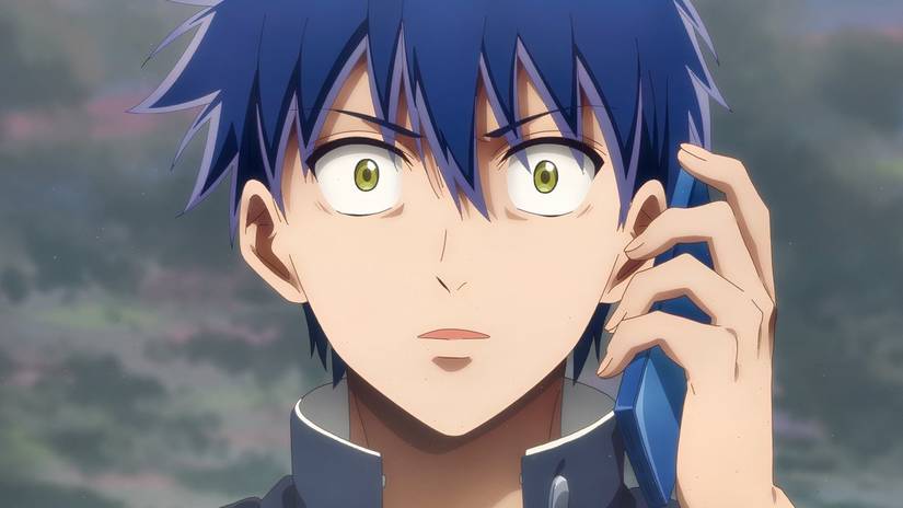 A blue haired boy looks shocked in Psyren