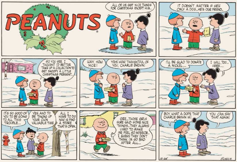 Tira de Peanuts Navidad 1955