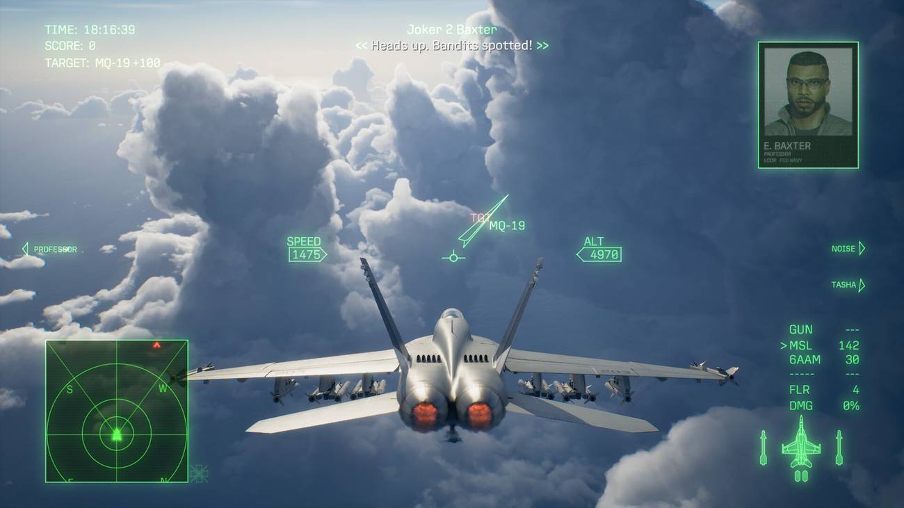 A jet flies towards clouds in Ace Combat 8: Wings of Theve.