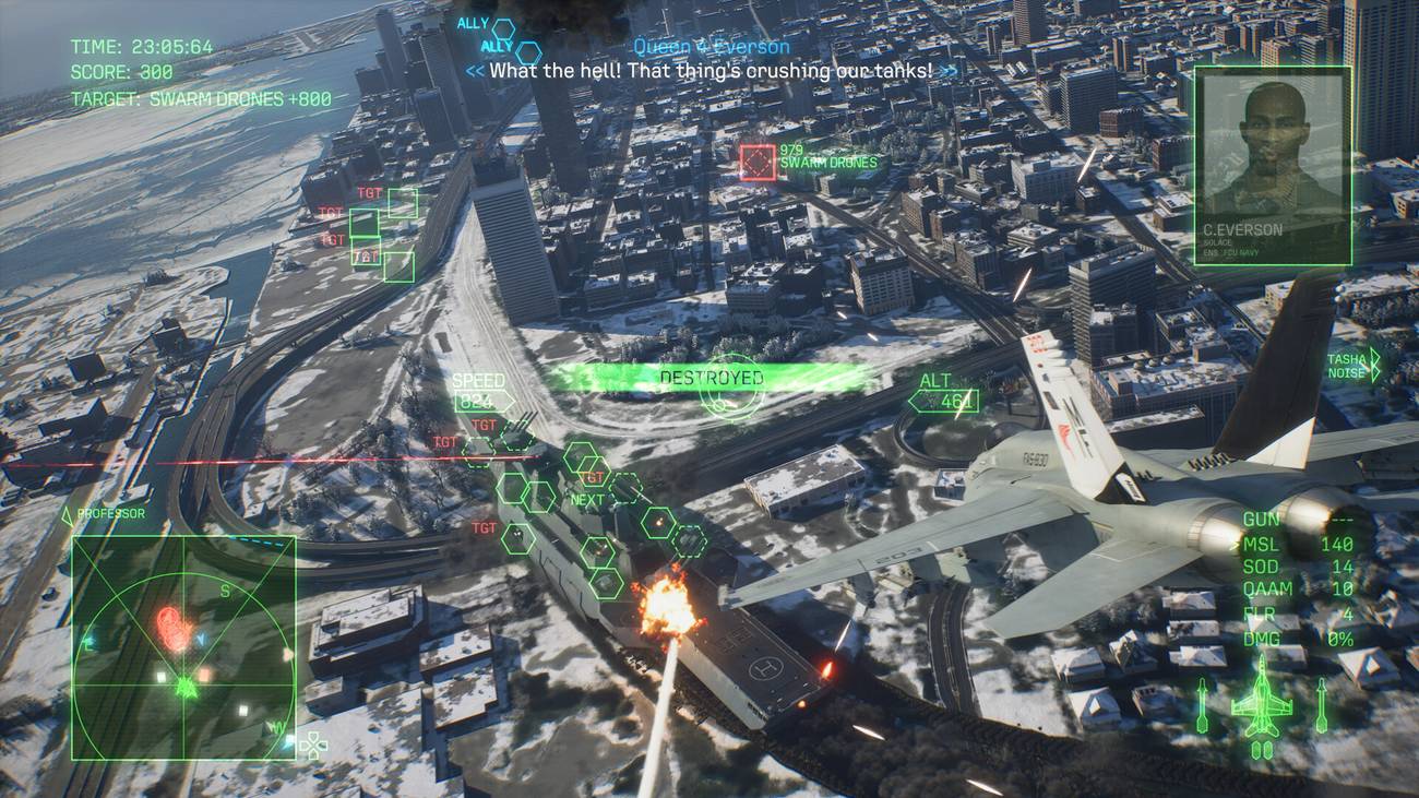 A plane attacks a tank in Ace Combat 8: Wings of Theve.
