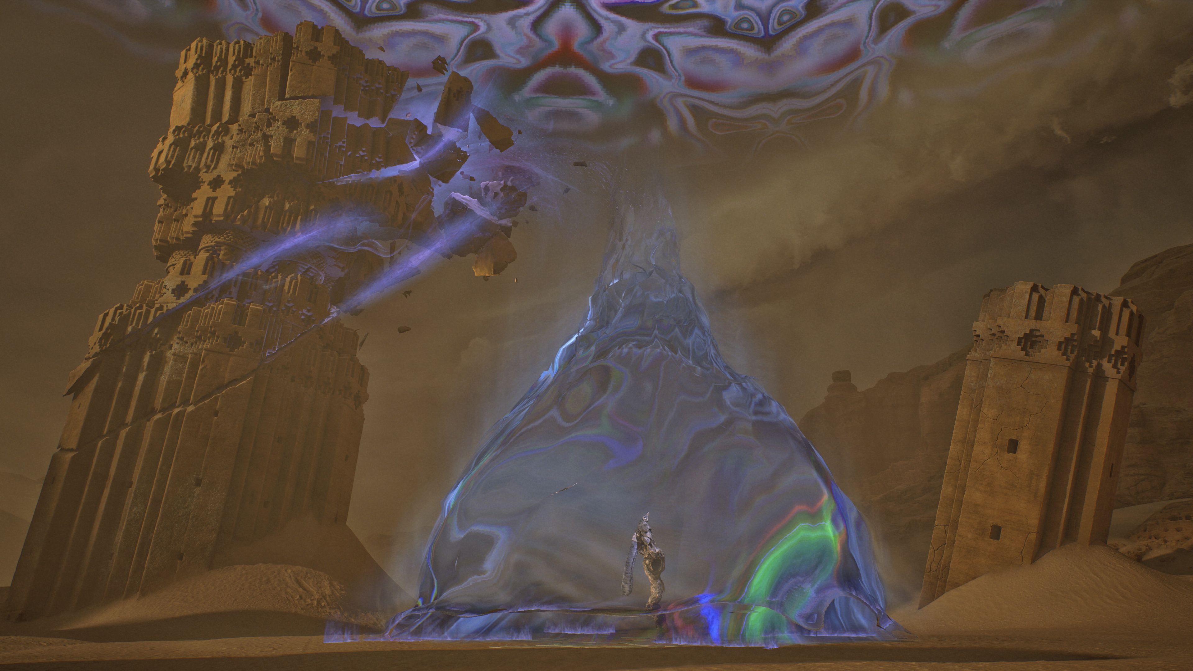 The Sand Knight emitting a forcefield in 1001: Threads of Mizan.