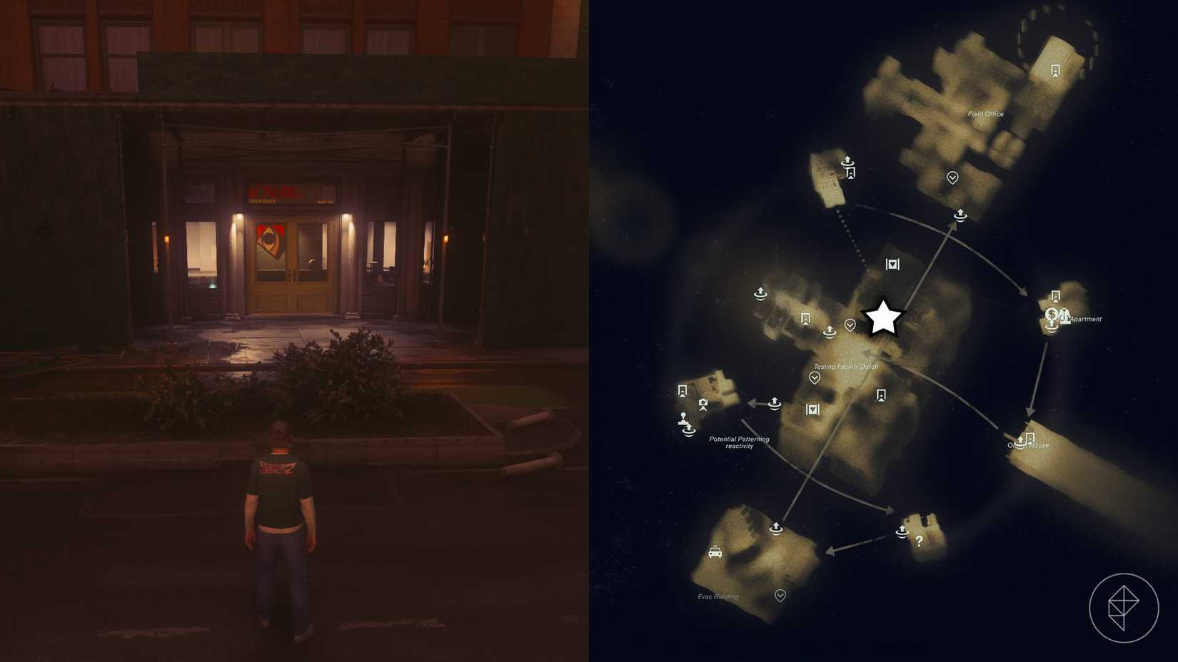 Dylan standing outside of a Konstig art gallery in the Unknown in Control Resonant.