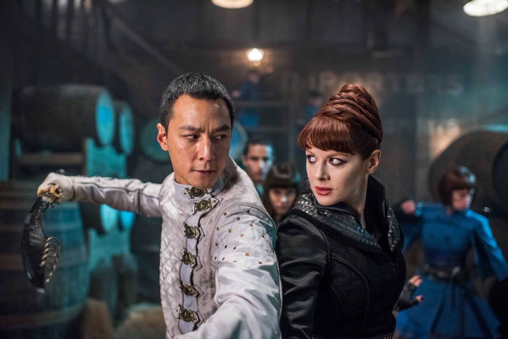 Two competent fighters look at one another in  Into the Badlands