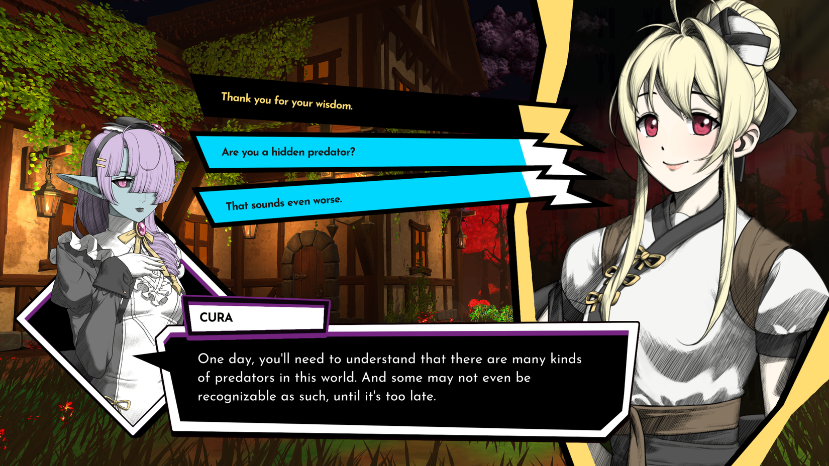 Dialogue choices in Food Devils