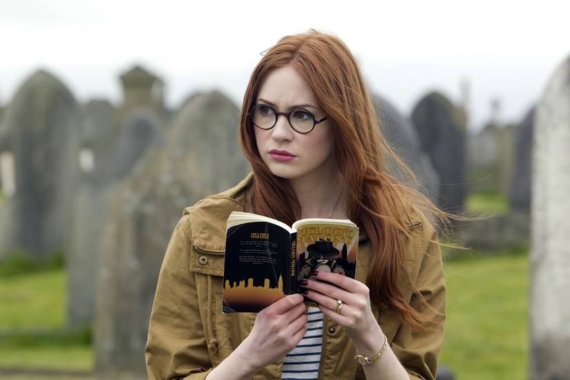 doctor who ATM amy with book