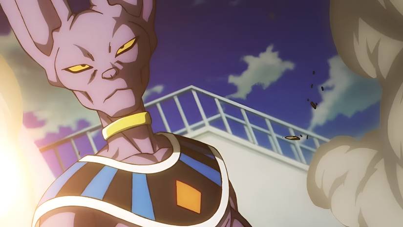 Beerus looks menacing as he looks ahead in Dragon Ball Super: Beerus