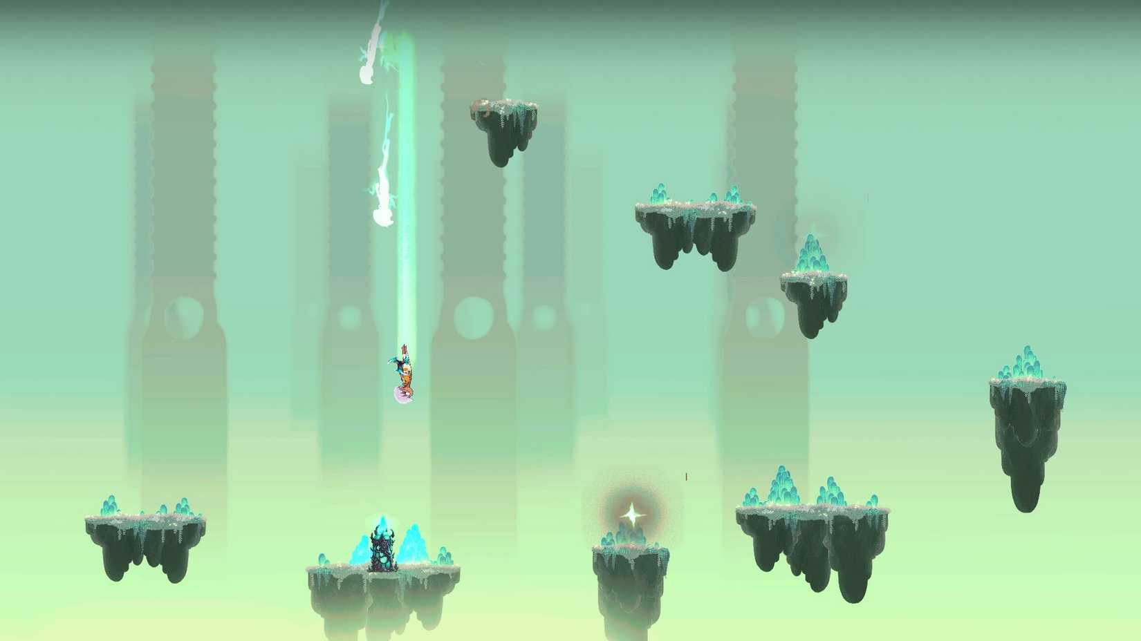 Echo Weaver screenshot - diving toward a pedestal