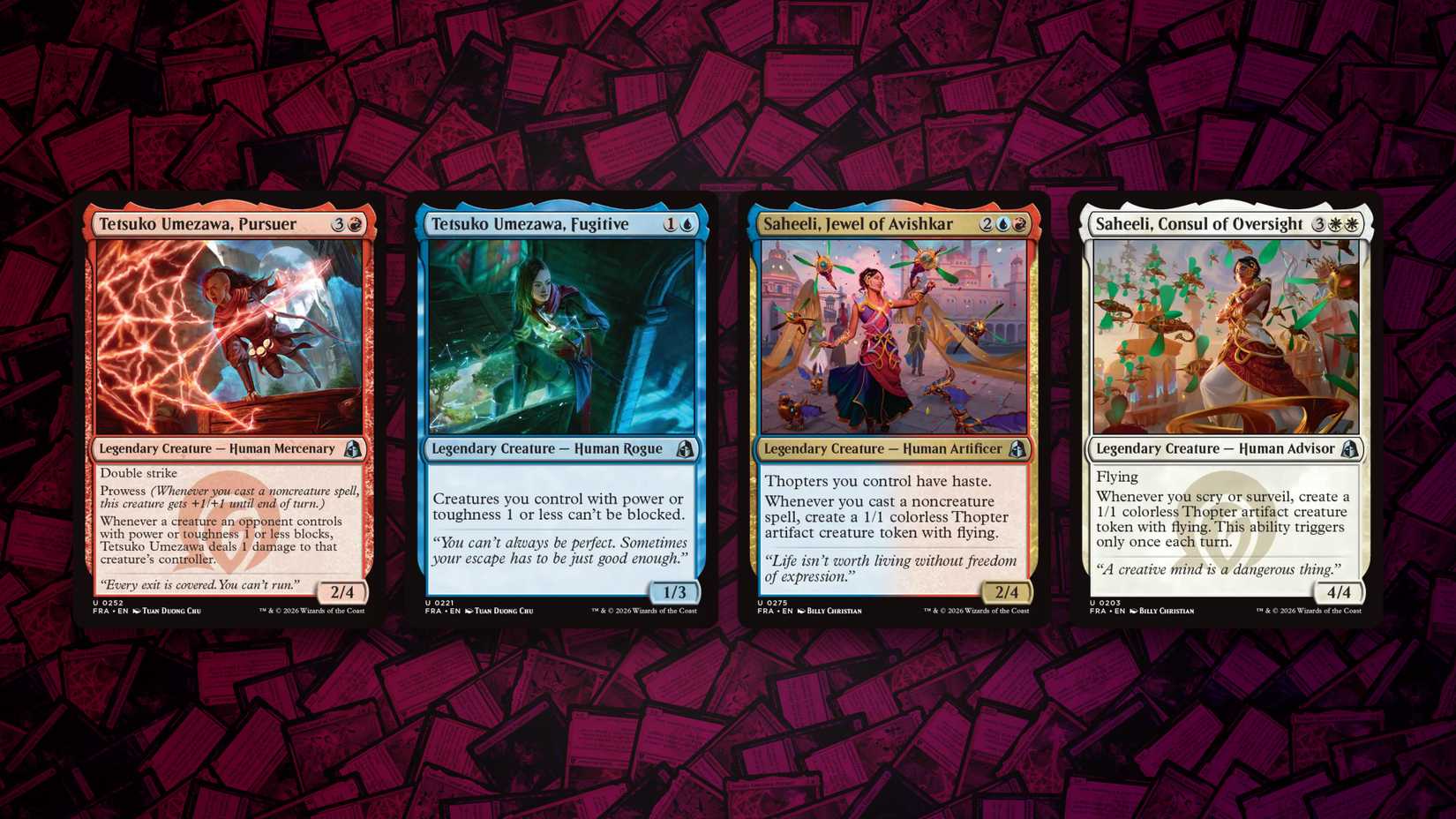 Echoed Pairs for the characters Tetsuko Umezawa and Saheeli from MTG Reality Fracture