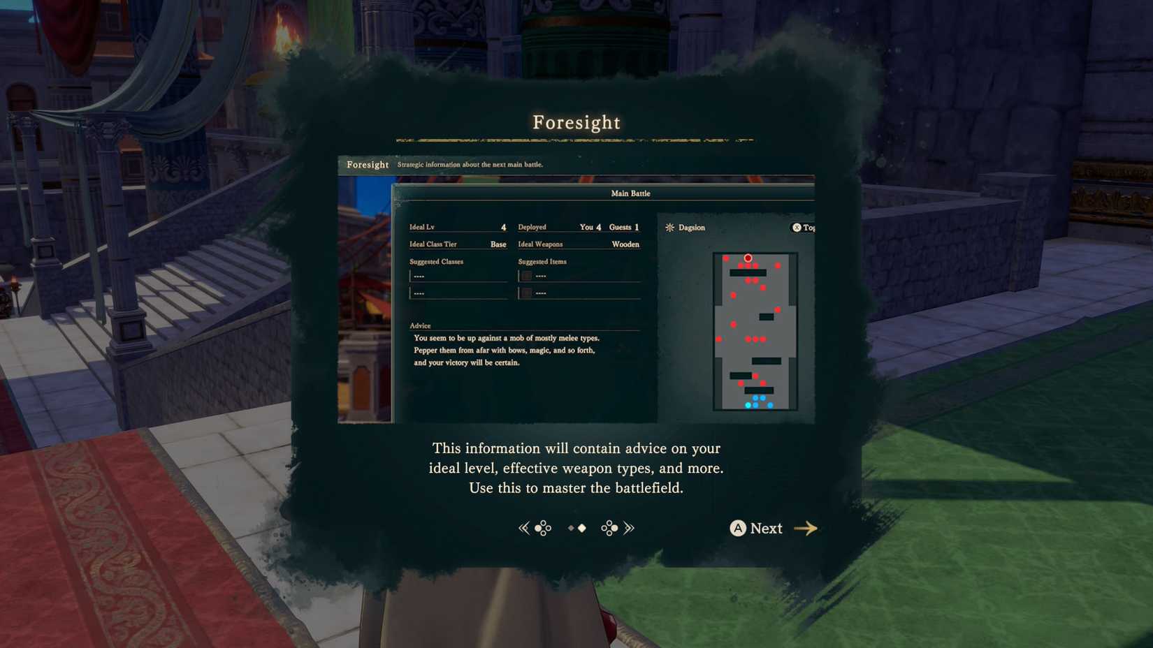  Fortune's Weave screenshot showing an example of the Foresight menu