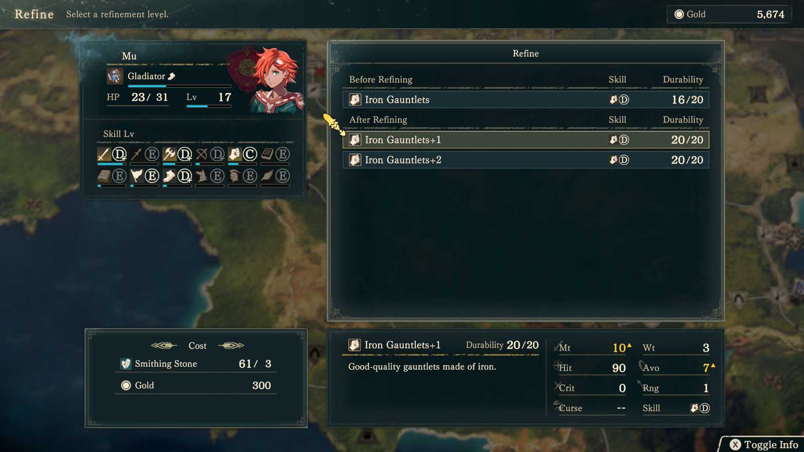  Fortune's Weave screenshot showing the Refine menu