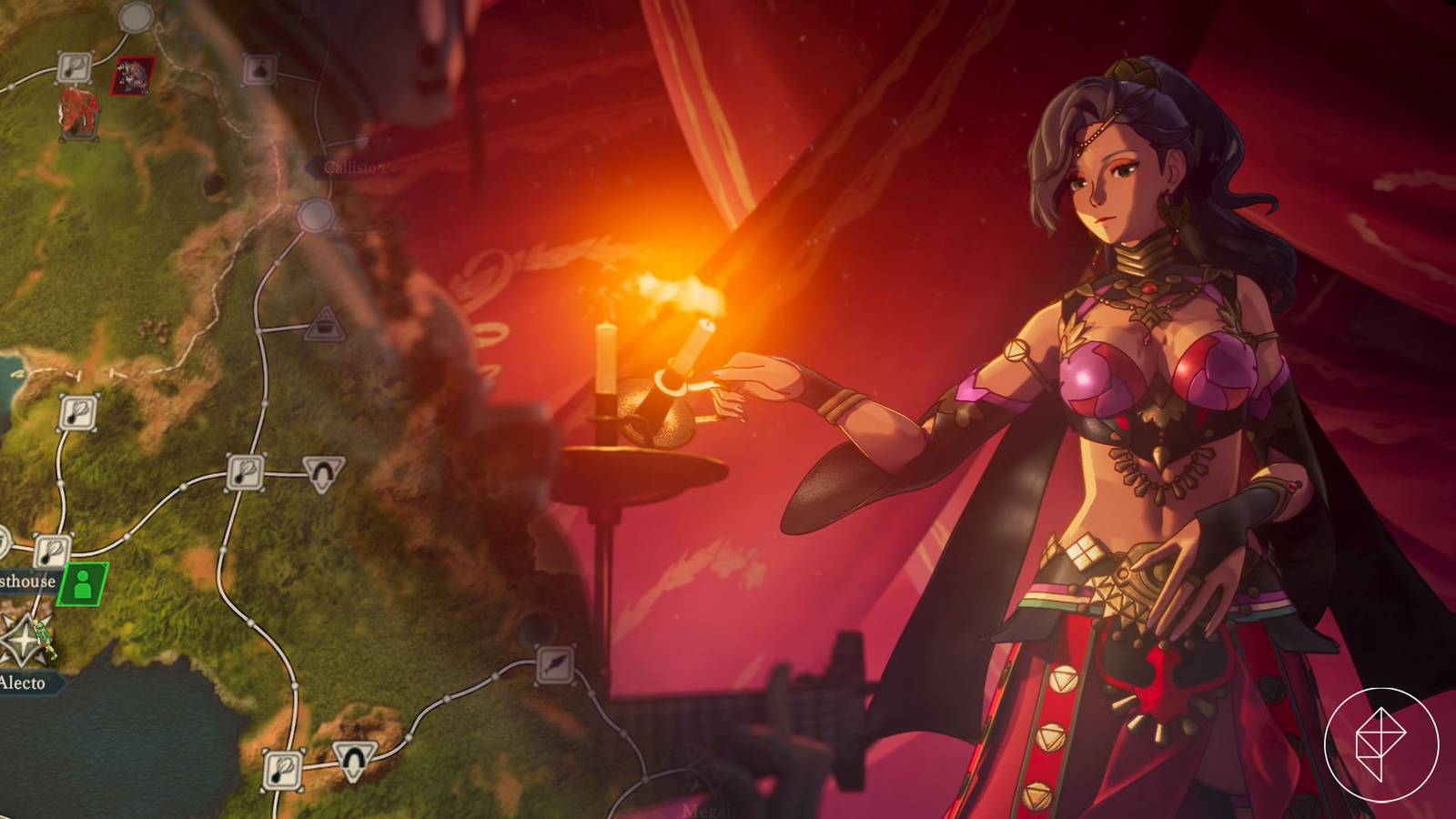 Где найти чудо-листья в Fire Emblem: Fortune’s Weave Карта игрового мира с выделенным регионом Огмиос и точкой сбора ресурсов