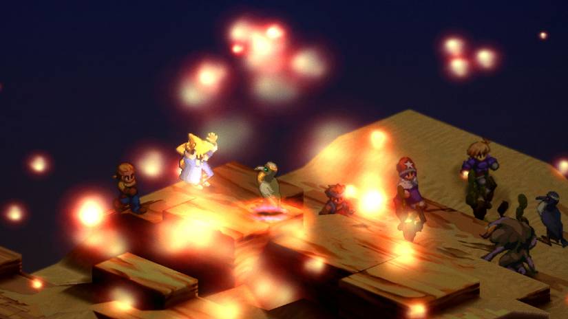 Gameplay from the 2025 remake of Final Fantasy Tactics, which offers both modern and classic version graphics for the game.