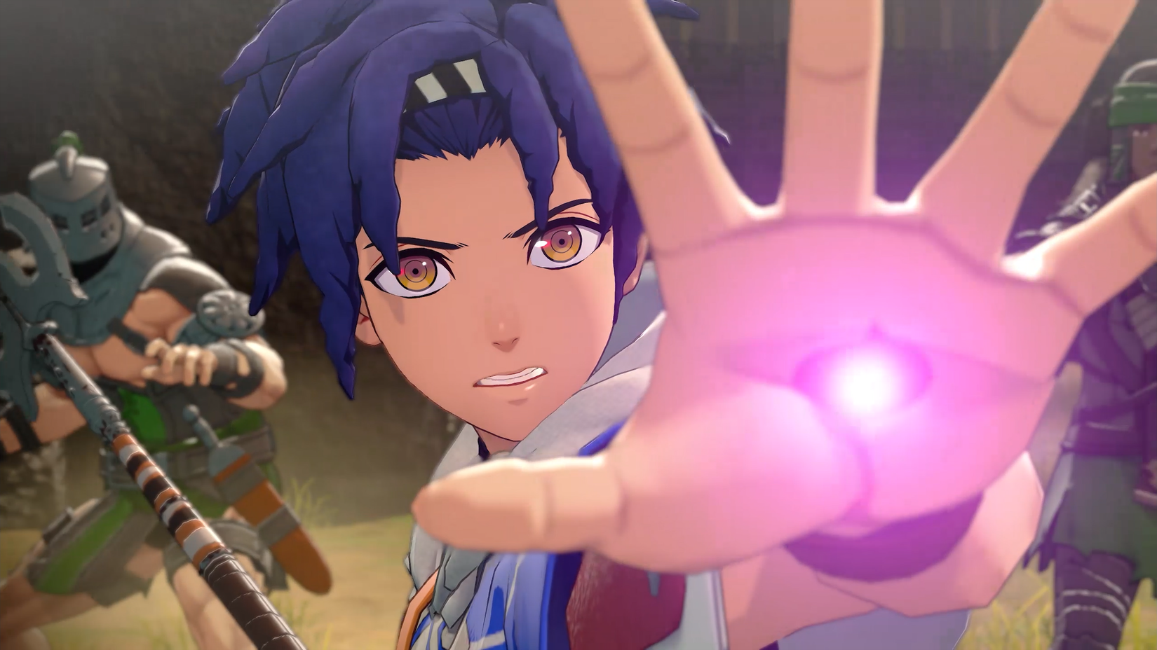Cai holds his hand out in Fire Emblem: Fortune's Weave.