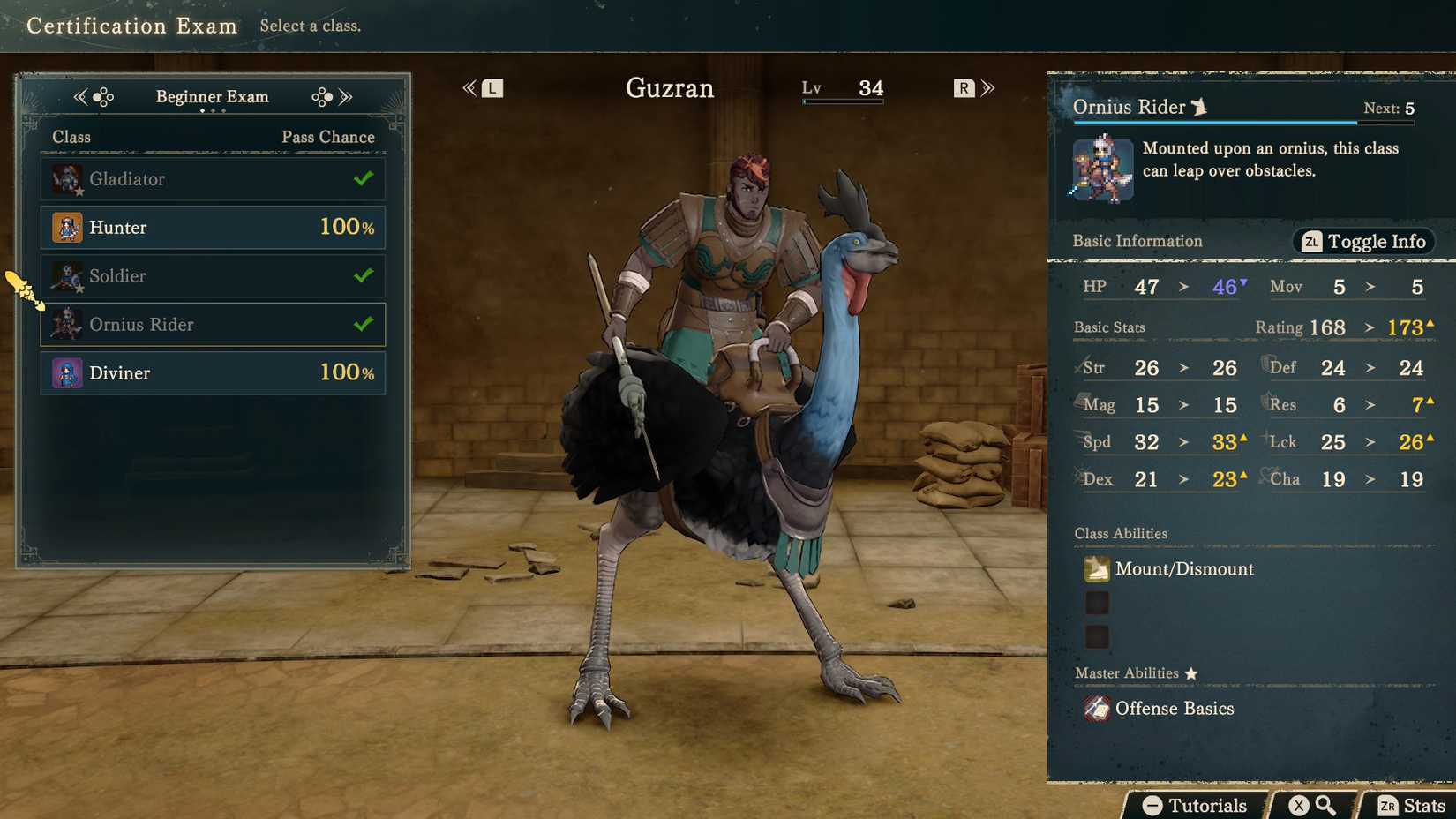 Guzran in a beginner class in Fire Emblem: Fortune's Weave