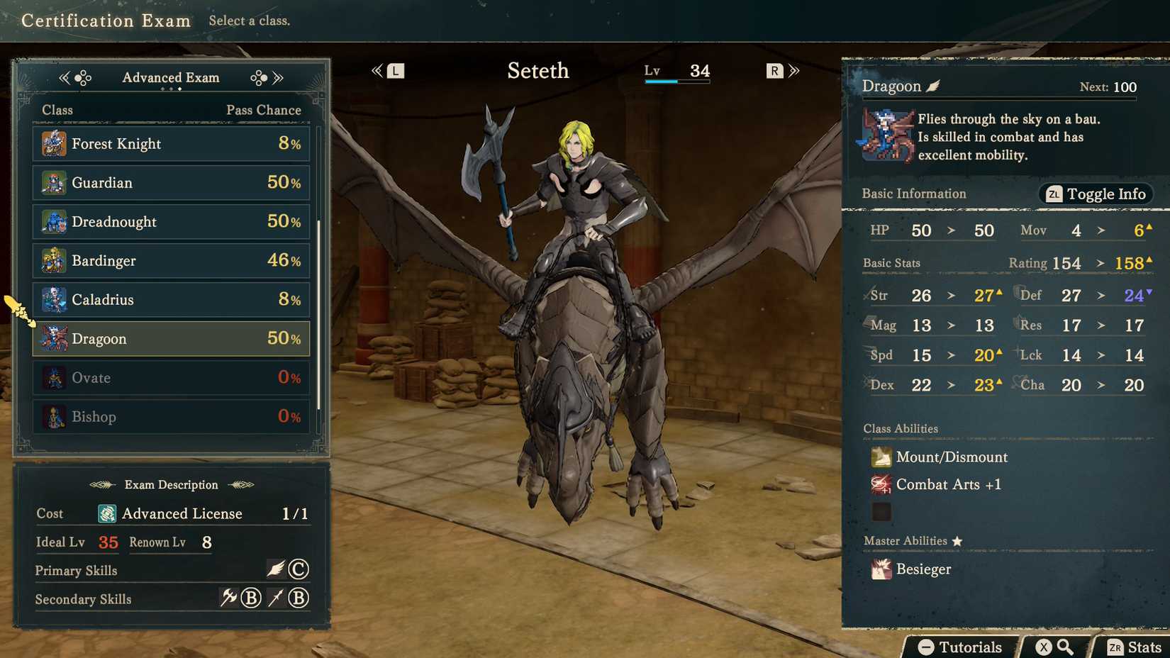 Seteth as an advanced class in Fire Emblem Fortune's Weave