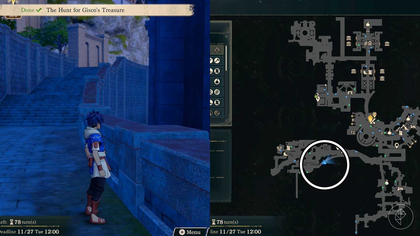 The solution to The Hunt for Gisco's Treasure in Fire Emblem Fortune's Weave