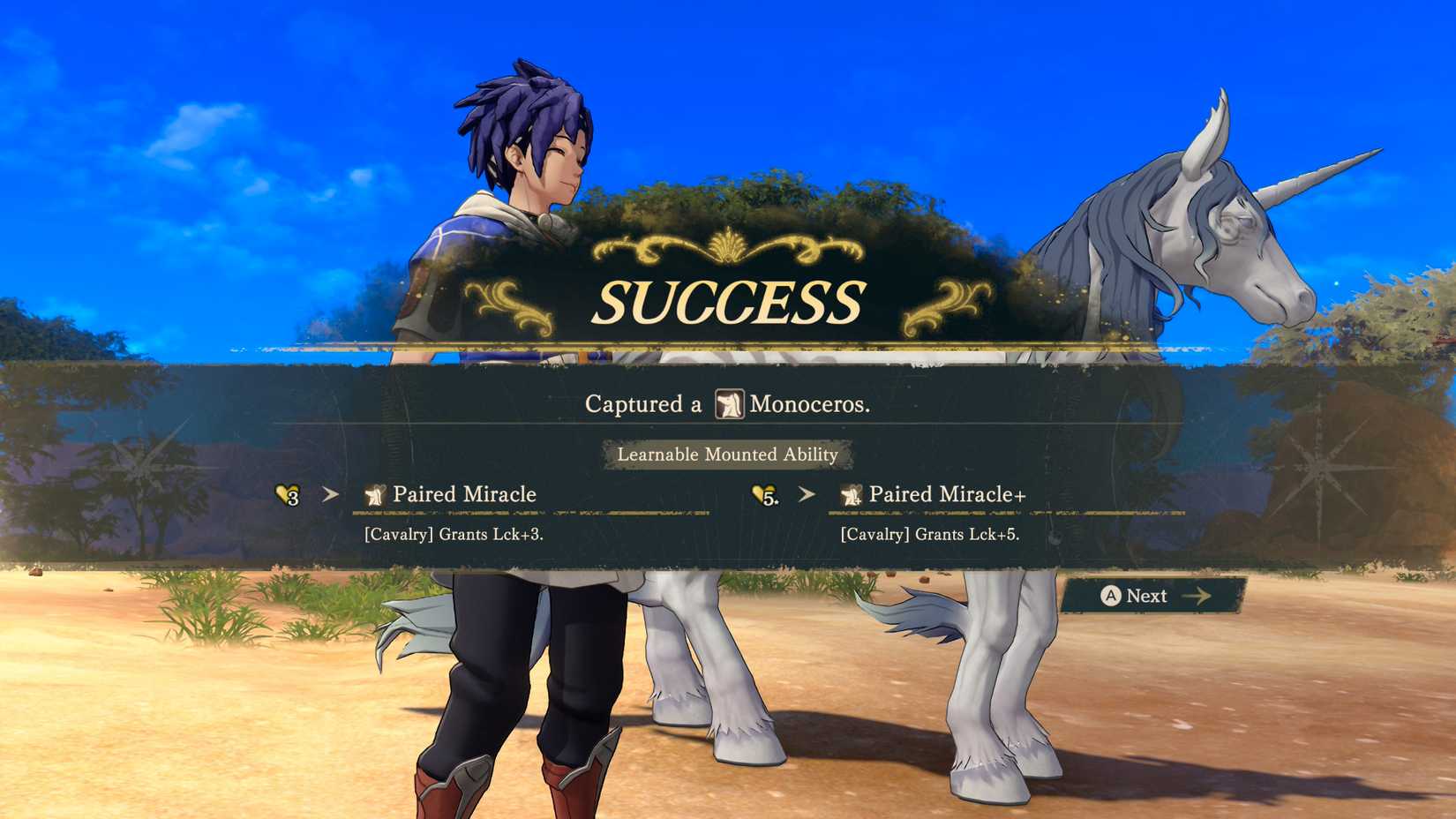 Cai taming an animal in Fire Emblem Fortune's Weave