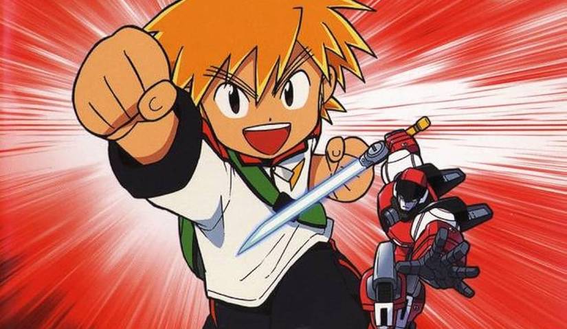 Gotcha Force key art depicts a lad with orange hair, punching directly toward the viewer