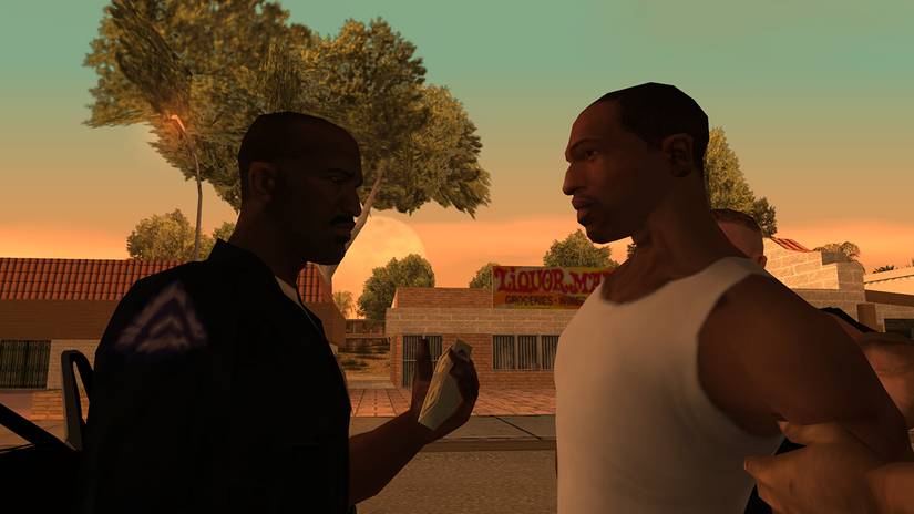 A scene from the game Grand Theft Auto: San Andreas.