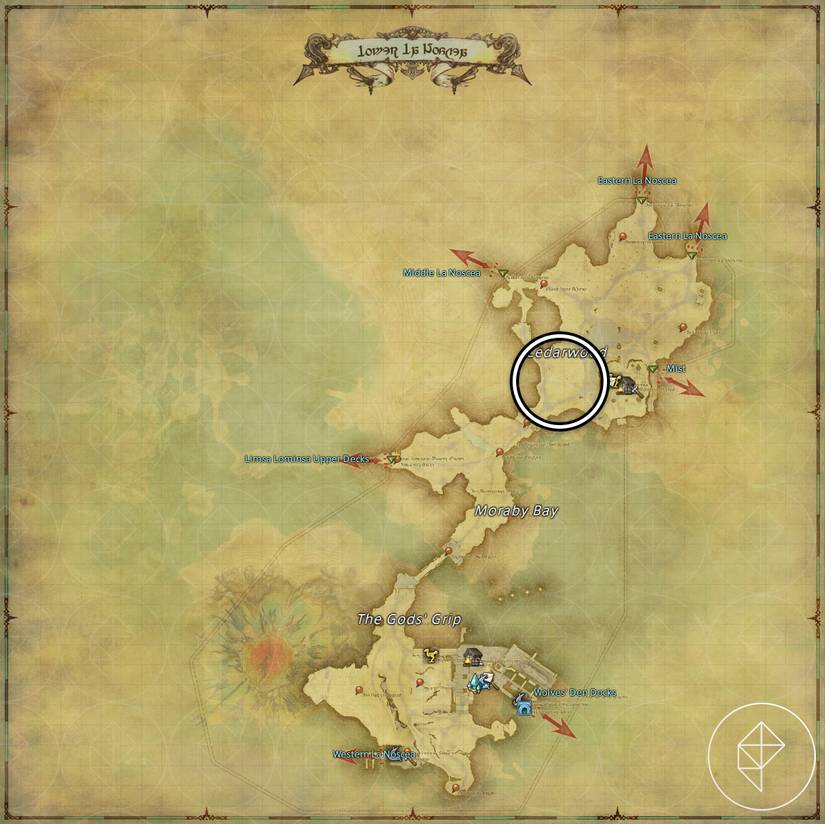 A map of Lower La Noscea in FFXIV showing where to find a Dodo
