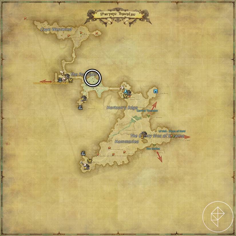 A map of Western Thanalan in FFXIV showing where to find an Uragnite