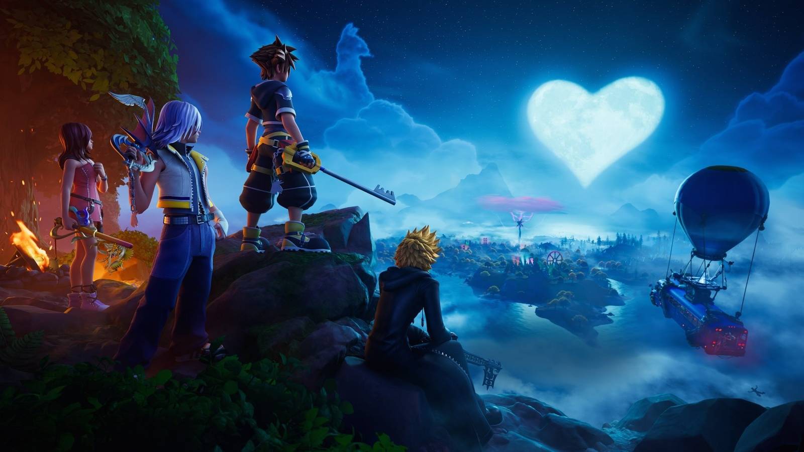 В Fortnite добавили контент из Kingdom Hearts и Cyberpunk Edgerunners Сора и другие персонажи из Kingdom Hearts на острове Fortnite