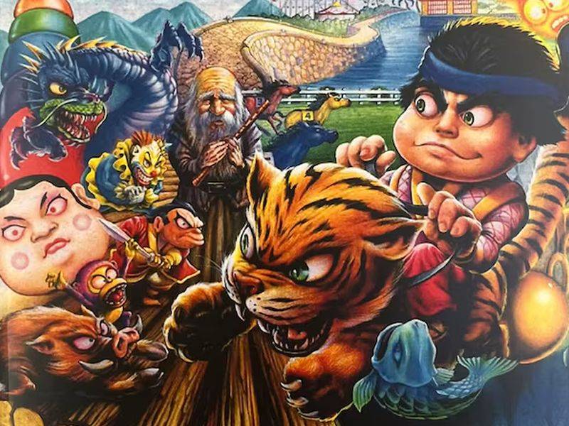 Legend of the Mystical Ninja cropped instruction manual art shows the hero riding a snarling tiger