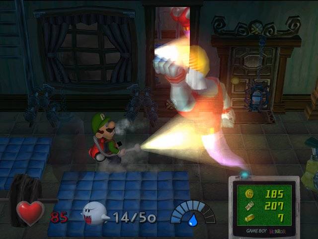 A ghost attacks Luigi in Luigi's Mansion.