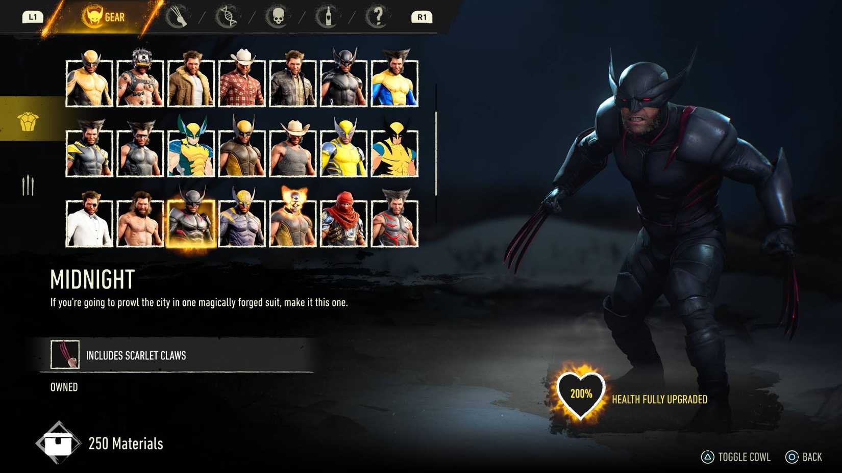 The midnight suit in Marvel's Wolverine.