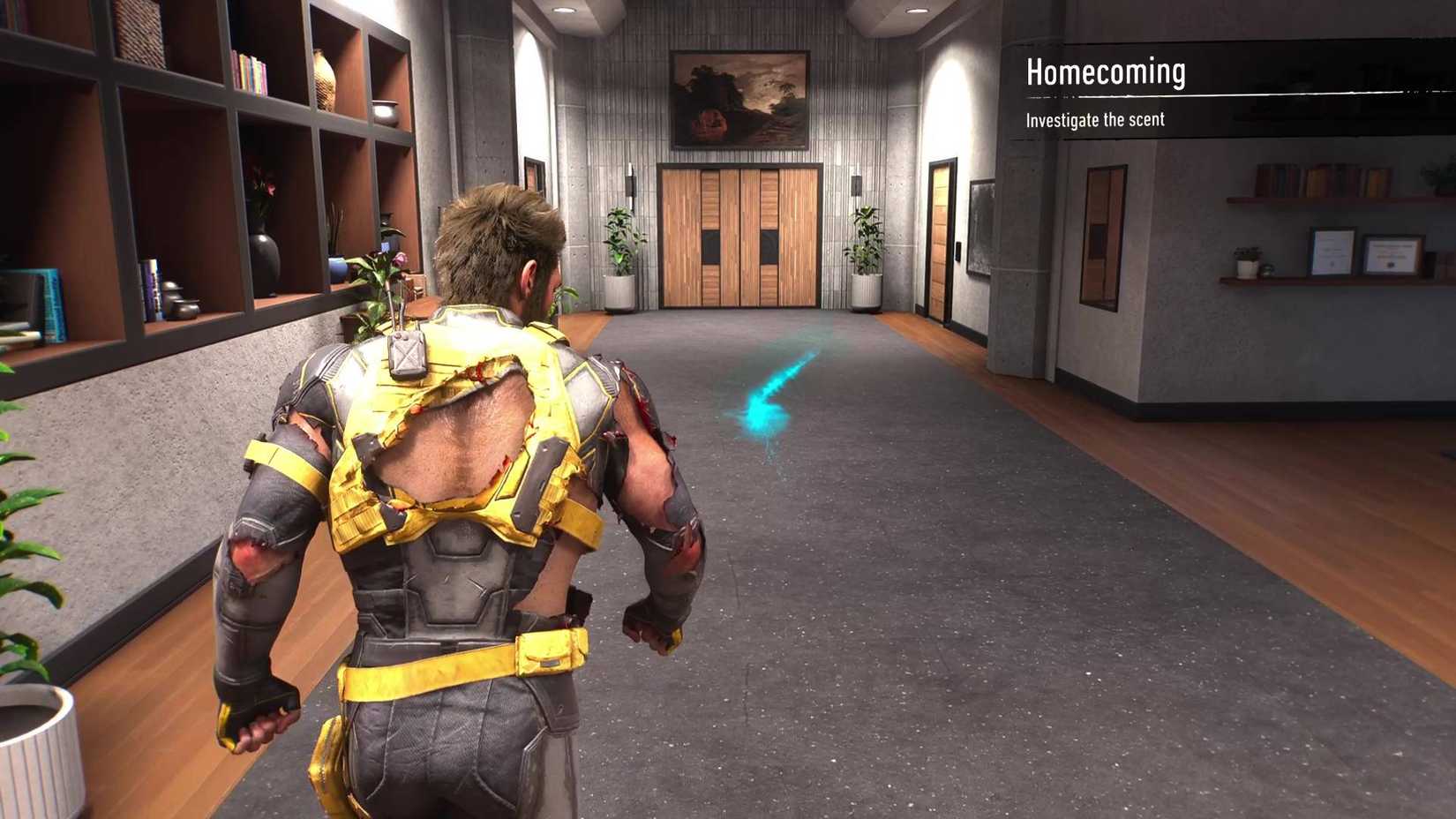 Logan running in the Team X headquarters in Marvel's Wolverine.