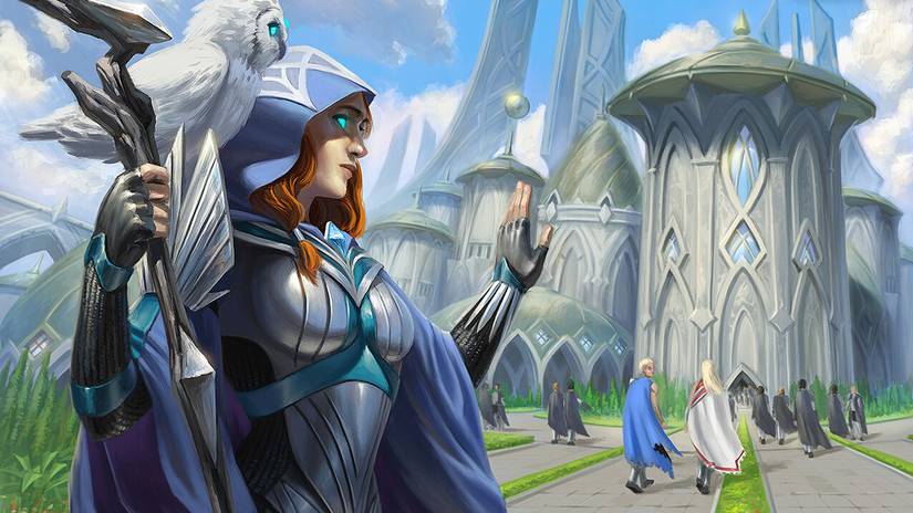 Magic: The Gathering's Kasmina, Enigma Sage Planeswalker on Mentor's Guidance card from Strixhaven: School of Mages