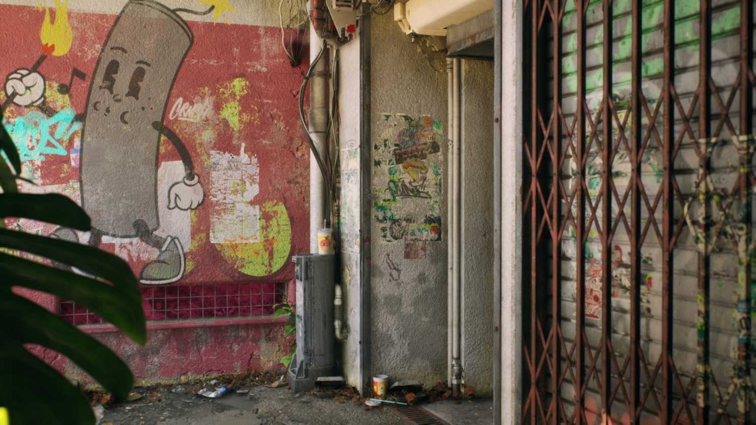 Graffiti lines a wall in Port Desire in No Law