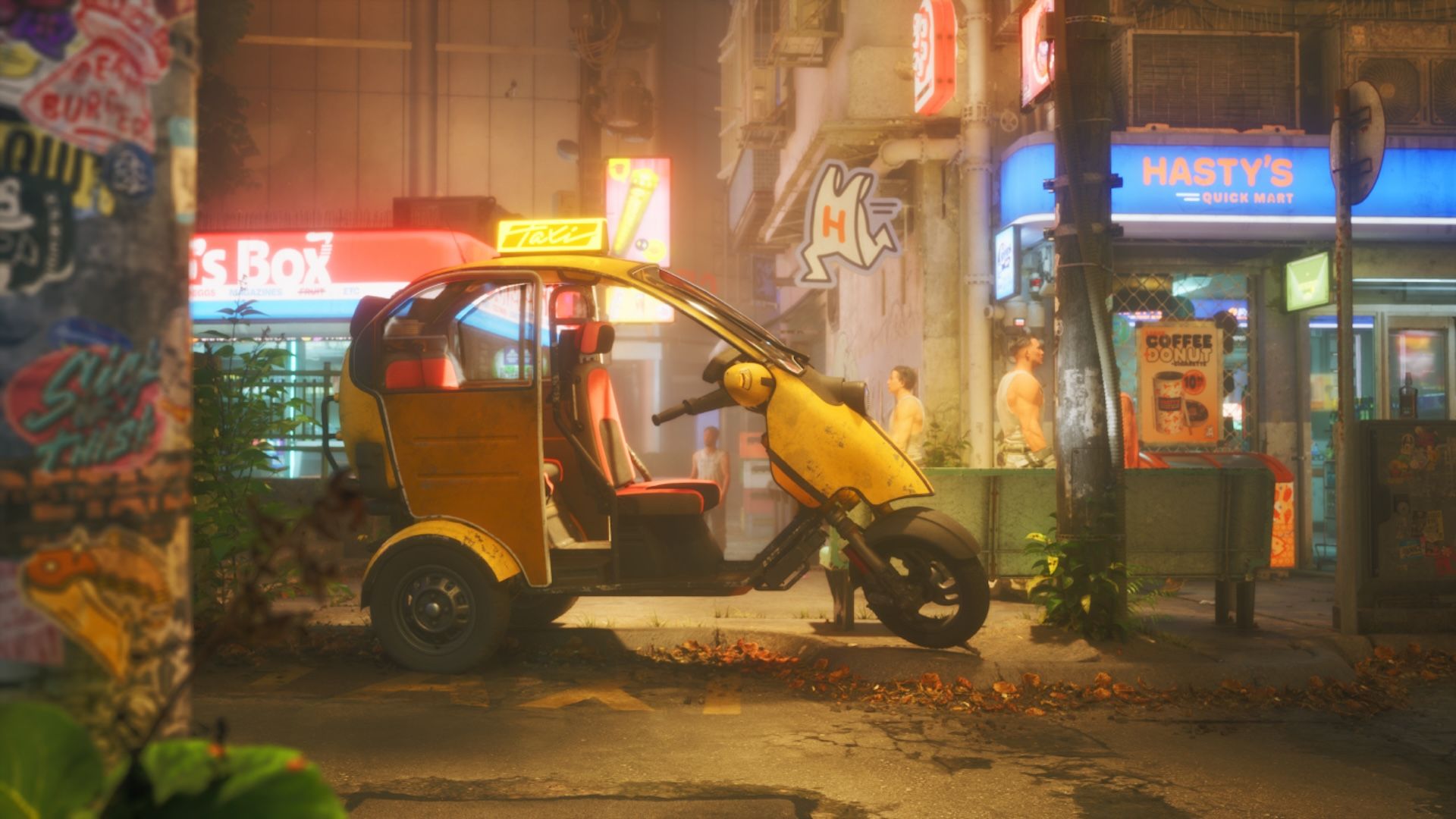 A car parks in front of a bodega in No Law
