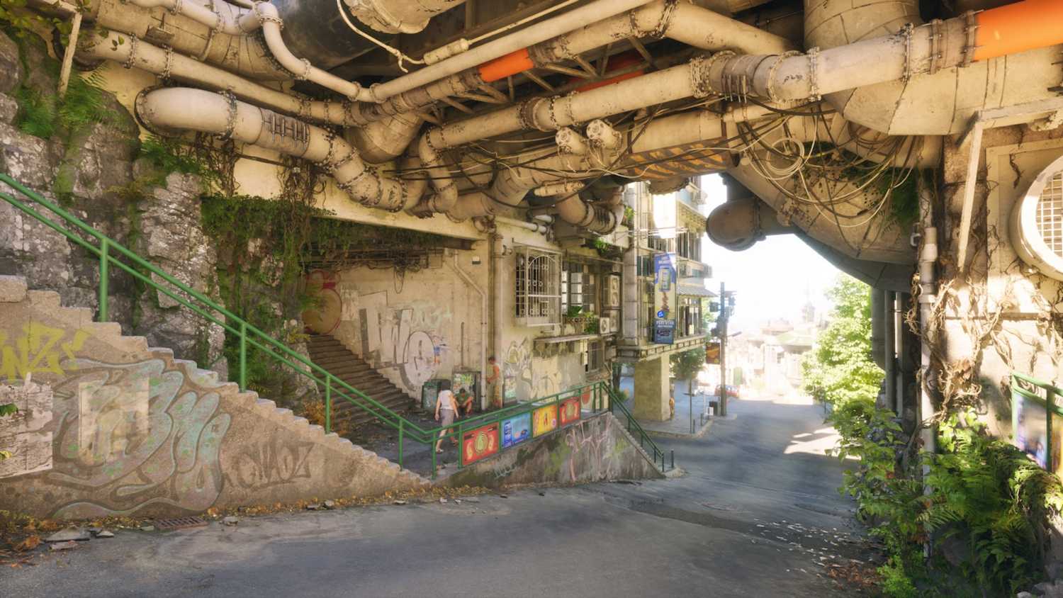 Graffiti lines a tunnel in No Law
