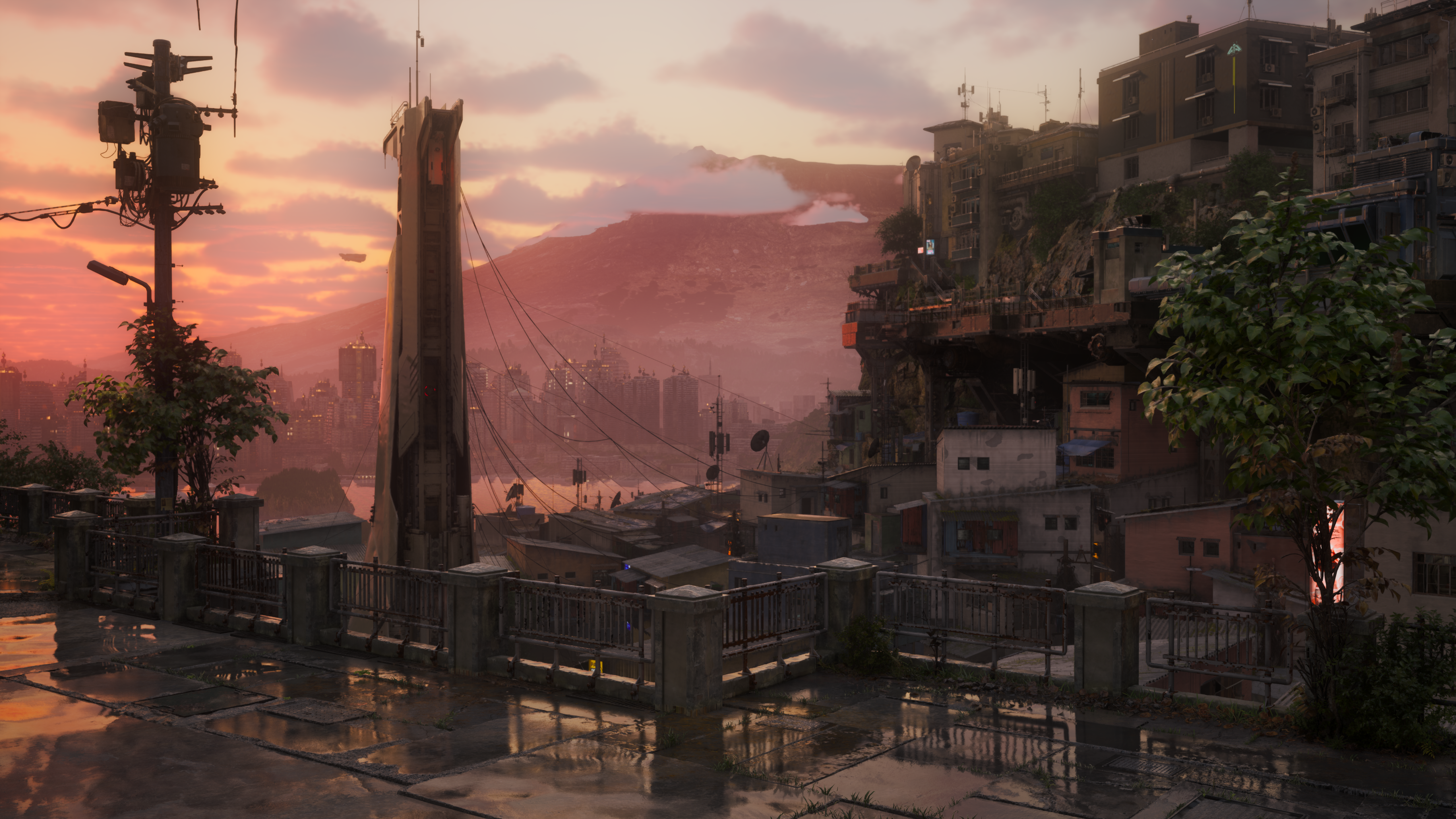 The sun sets over Port Desire in No Law
