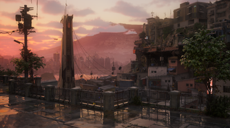 The sun sets over Port Desire in No Law