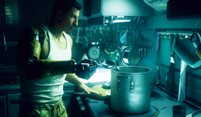 A man cooks dinner in No Law