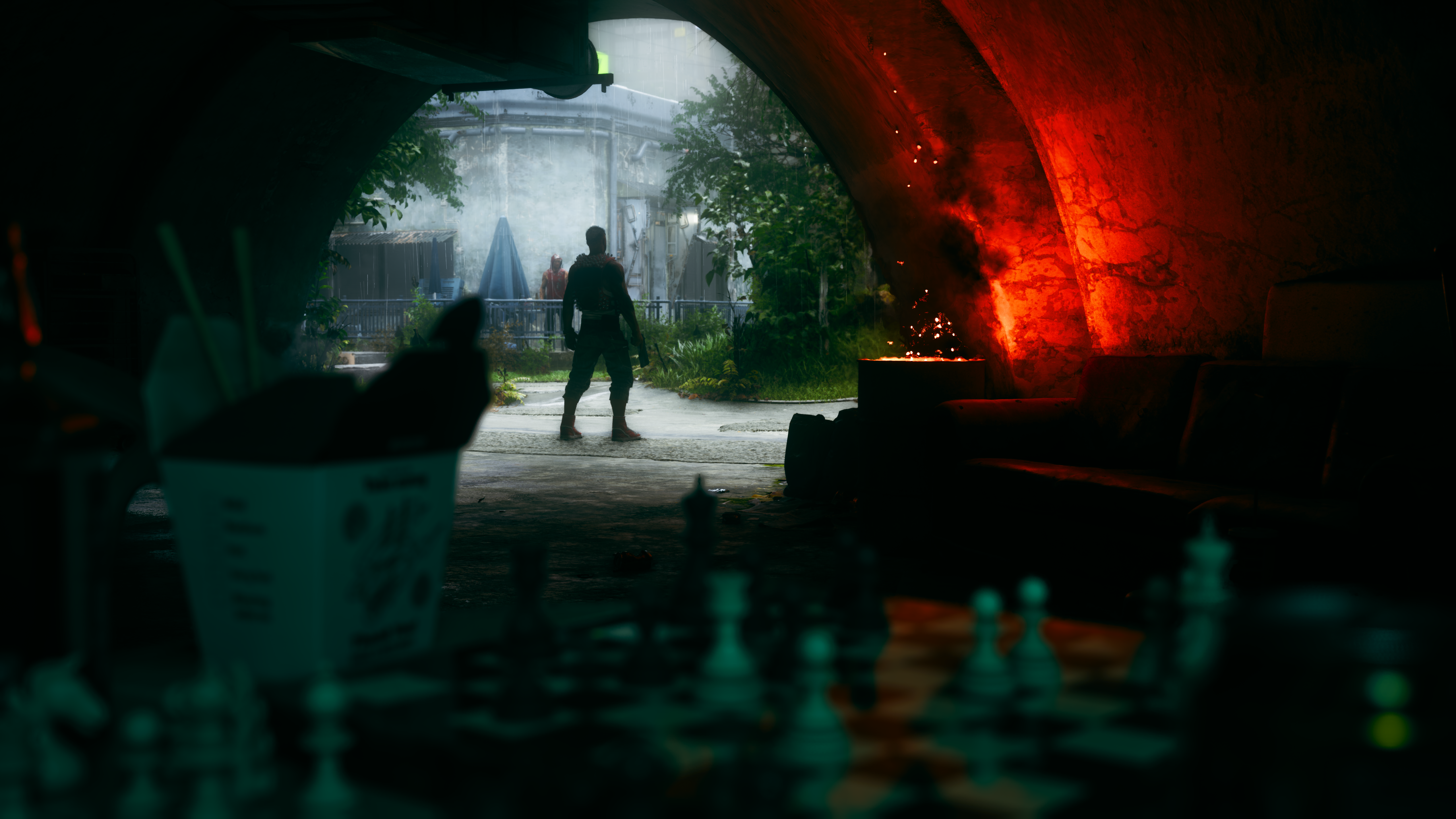 Grey walks down a tunnel in No Law