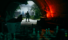 Grey walks down a tunnel in No Law