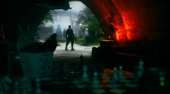 Grey walks down a tunnel in No Law
