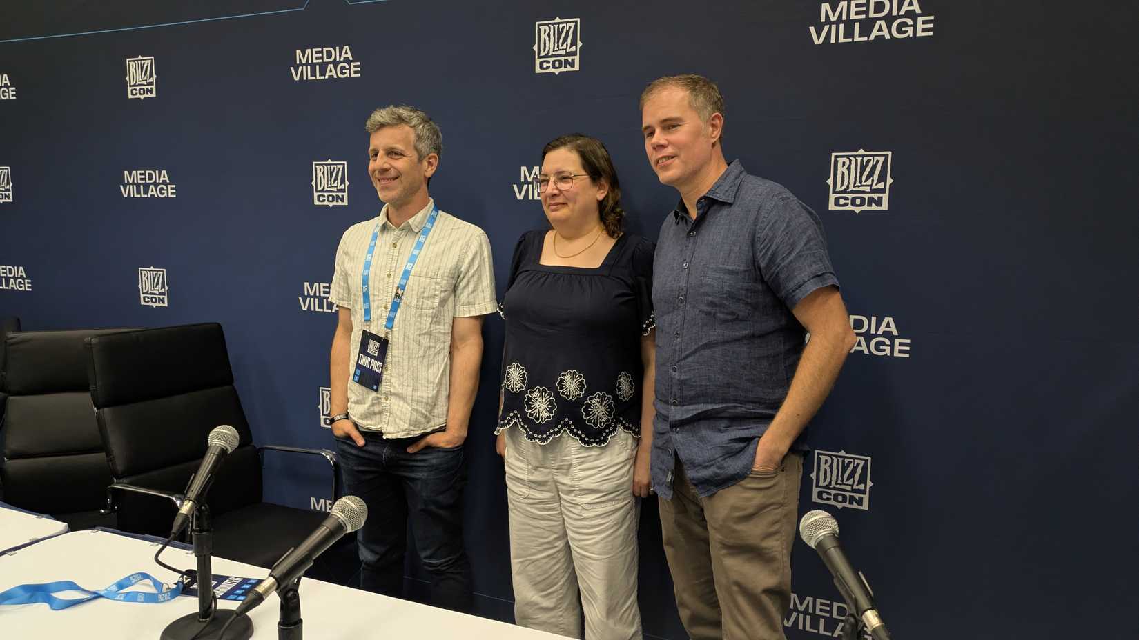 Jennifer Hepler stands with Joe Shely and Matt Zitterman at BlizzCon 2026