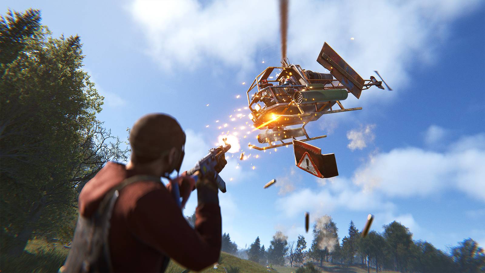player shooting a scrap heli in rust