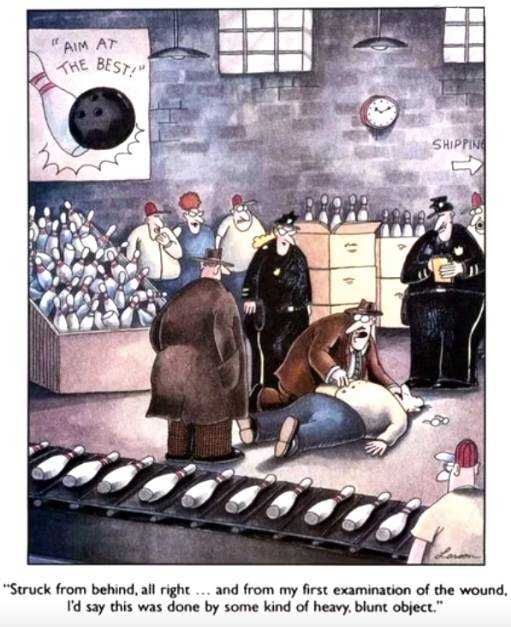 The Far Side bowling pins