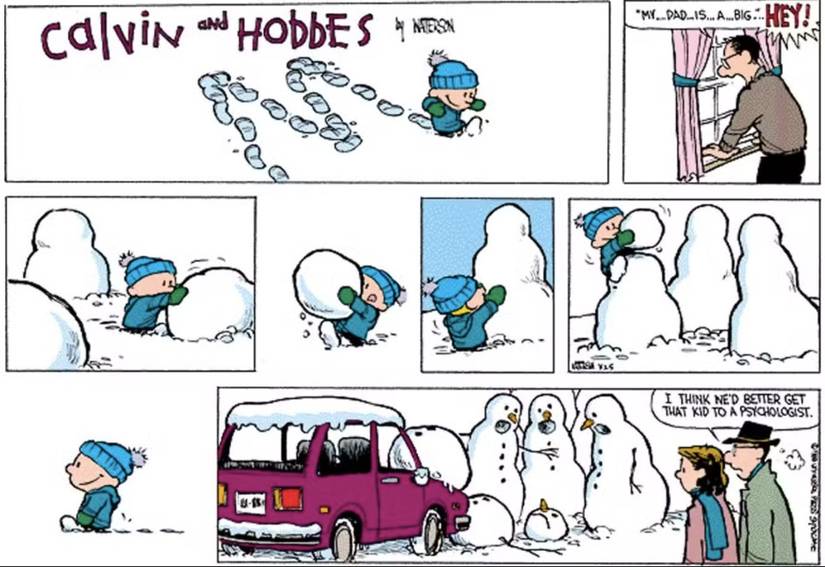 Calvin and Hobbes snowmen