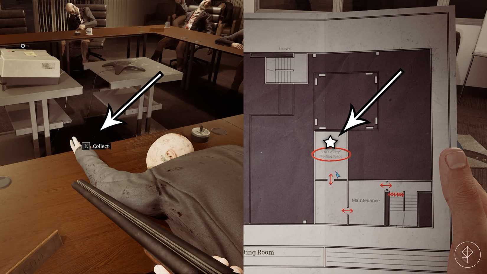 The maintenance key and the projector slides locations in Silent Hill: Townfall.