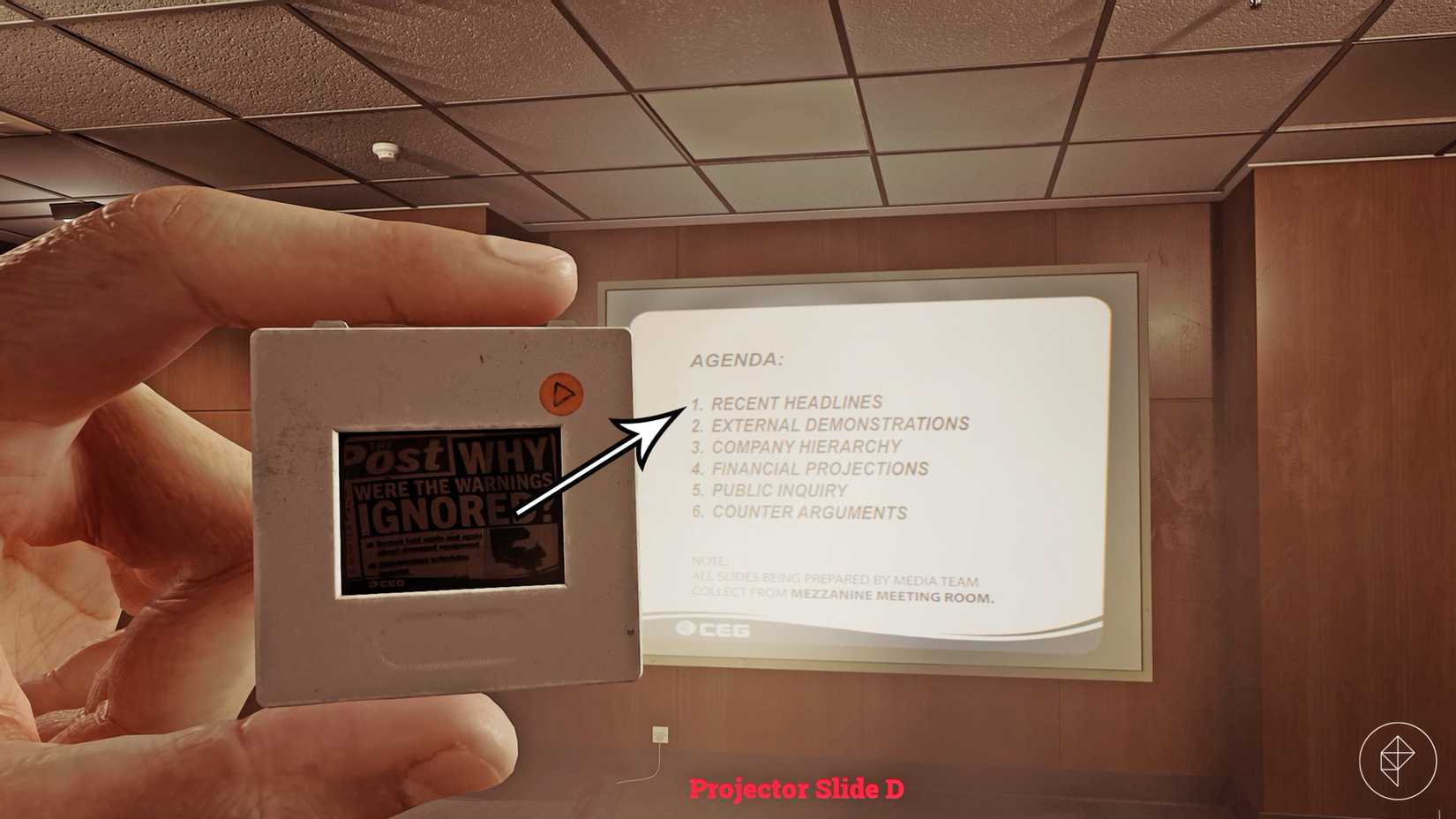 The projector puzzle solution in Silent Hill: Townfall.
