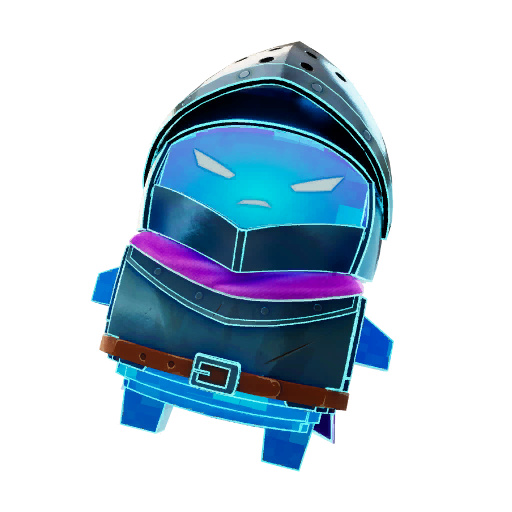 A Fortnite Sprite that looks like a blue glitchy knight in armor.