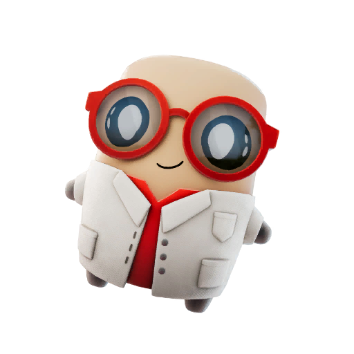 A Fortnite sprite with a lab coat and red glasses