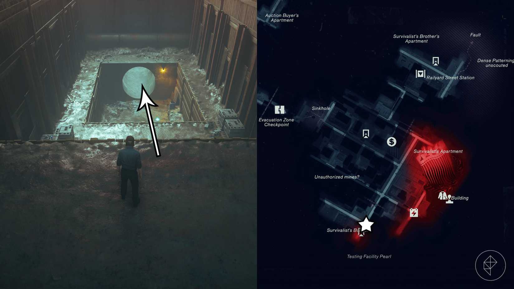 Dylan standing in front of a sewer hole in the Evacuation Zone in Control Resonant.