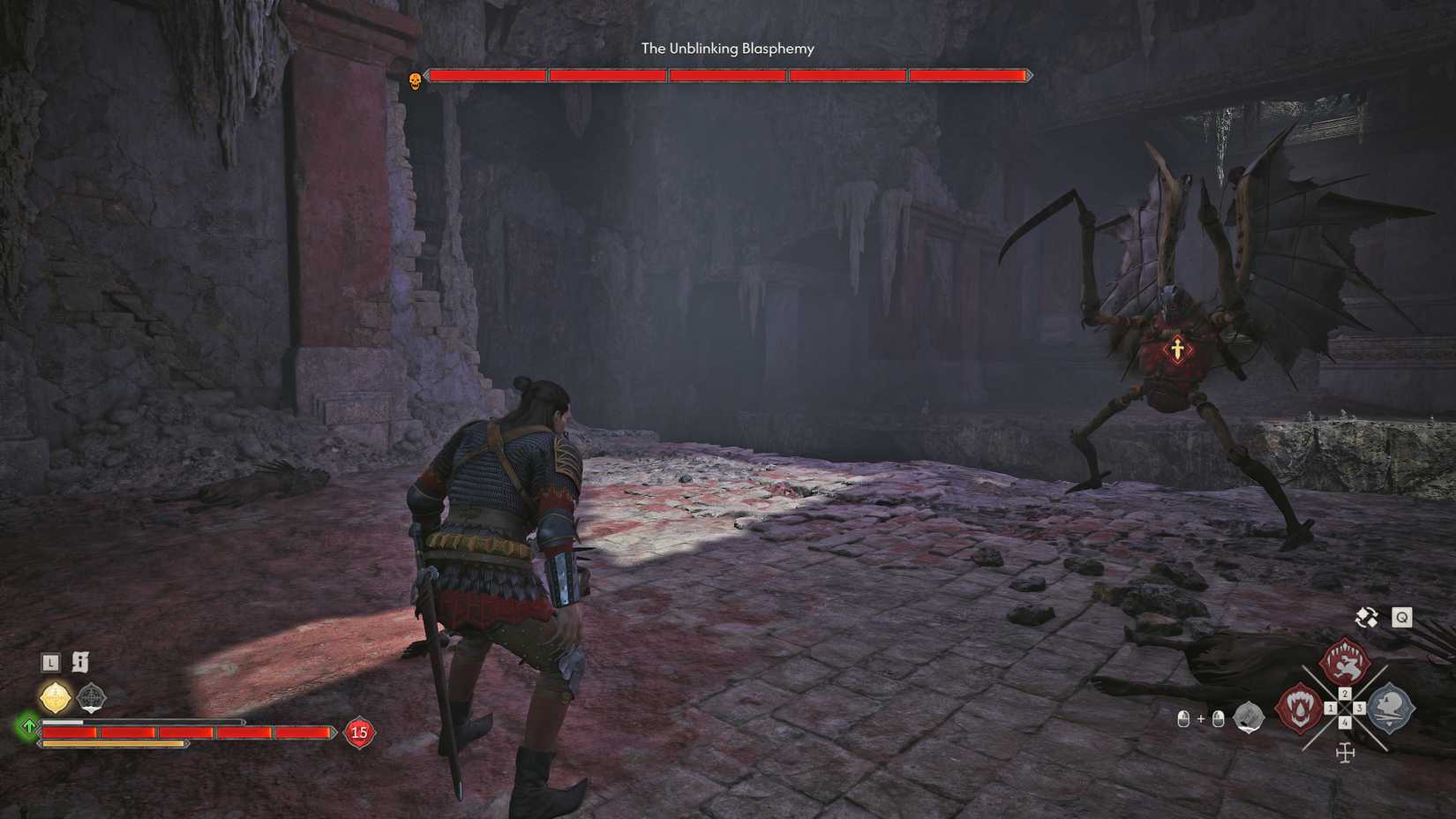 Coen fights an Unblinking Blasphemy during the 'Midnight Reckoning' quest in The Blood of Dawnwalker.